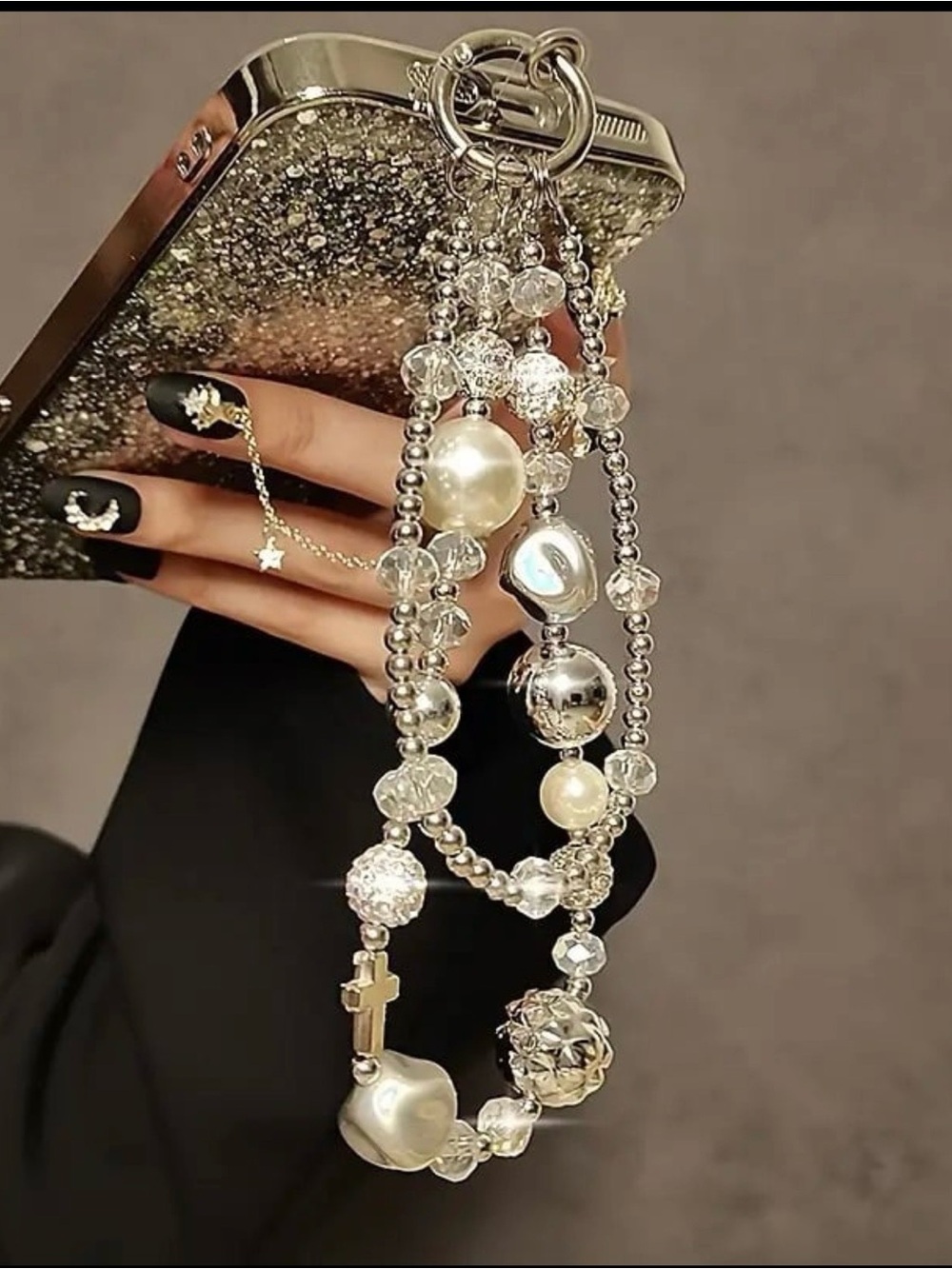 Double Bead Crystal Charm Bracelet for Mobile Cell Phone New
